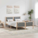 Cumpara ieftin Cadru de pat Gri deschis 140 x 190 cm Lemn de pin masiv