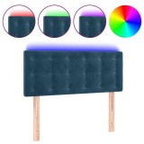 Cumpara ieftin Tablie de pat cu LED, albastru inchis, 80x5x78/88 cm, catifea
