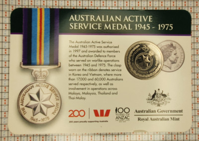 Australia 20 cents 2017 Active Service Medal 1945 - 1975 (A002) foto