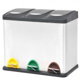 Cumpara ieftin Coș gunoi cu pedale pentru reciclare, oțel inoxidabil, 3 x 8 L, vidaXL