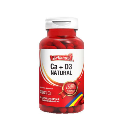 Calciu + Vitamina D3 Natural 30 capsule Adserv foto