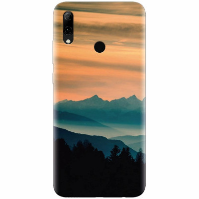 Husa silicon pentru Huawei P Smart 2019, Blue Mountains Orange Clouds Sunset Landscape foto