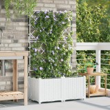VidaXL Ghivece de Grădină 1 buc Zăbrele Alb 80 x 40 x 142 cm Plastic