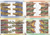 ROMANIA 2020 CROCODILI Set 4 Minicoli cu cate 6 timbre cu Tete-Beche LP.2307 MNH, Fauna, Nestampilat