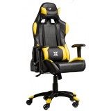 Cumpara ieftin Scaun gaming X Torin Serioux, 126-134 cm, piele sintetica, perne detasabile, manere reglabile, maxim 150 kg, Negru/Galben