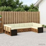 Cumpara ieftin Set de canapele de exterior 10 buc. 10-Locuri Natural si Crem
