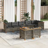 VidaXL Set canapele de grădină, 9 piese, cu perne, gri, poliratan