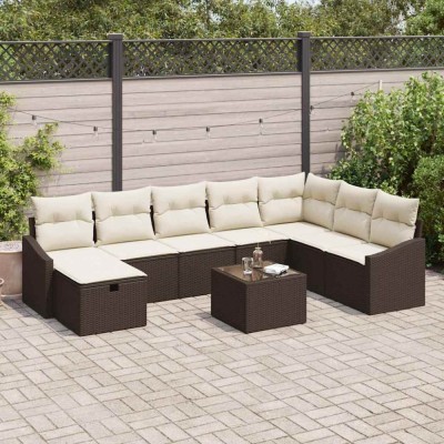 vidaXL Set de canapele pentru grădină 9 pcs Maro 55 x 62 x 69 cm 3360669 foto