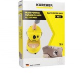 Set 5 saci hartie aspirator Karcher 6.904-322.0 Original compatibil A 1001, A 2003, A 2004, A 2054, A 2064, WD 2, WD 2200, MV 2