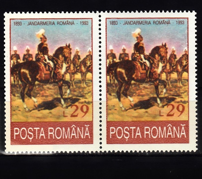A11 TX10 6 - 1993 - 100 de ani de la promulgarea legii asupra Jandarmeriei romane - pereche de doua timbre