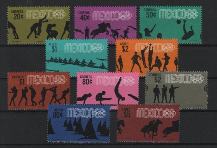 Mexic 1968 - Jocurile Olimpice, sport, serie neuzata