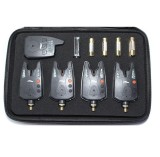 Set 4 Avertizoare Pescuit cu Statie FL JY-76, Sensibilitate/Ton/Volum Reglabile, Raza 200m, Alarma Vibratii, LED Vizibil