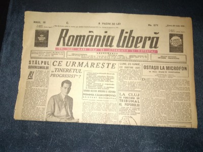 ZIARUL ROMANIA LIBERA 22 IUNIE 1945 foto