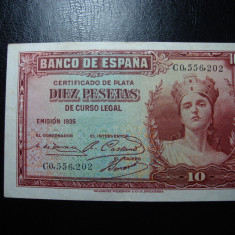 SPANIA 10 PESETAS 1935 SUPERBA