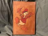 Pirogravura pentru perete in stil retro perioada comunista realizata manual personaj desene animate Donald Duck !