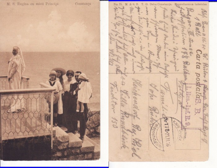Casa Regala-Constanta -Elisabeta, Carmen Sylva-cenzura militara WWI, WK1, rara