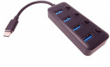 HUB USB 3.1-C la 4 x USB-A cu switch On/Off, KU31HUB08, Oem