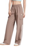adidas Originals pantaloni Adicolor 3-Stripe Cargo Pants femei, culoarea bej, fason cargo, high waist, JC8138