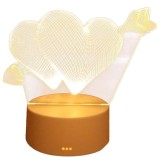 Cumpara ieftin Lampa decorativa alba 17 x 11.3 cm, efect 3D cu inimioare si sageata, baza 9.5 cm, control tactil
