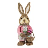 Iepuraș decorativ de Paște din iarbă, cu rochie florală, 46 cm, CMCLASS