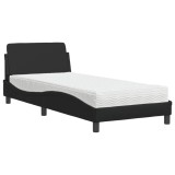 Cumpara ieftin Pat cu saltea, Dover, negru, 80x200 cm, piele ecologica