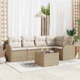 vidaXL Set de canapele pentru grădină cu pernă 6 pcs Bej Rattan poli 3345711