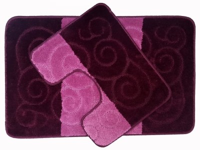 Set 2 Covorase Baie, Antiderapante, Sile Aubergine - 60x100/50x60 foto