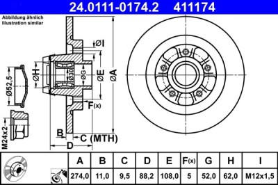 ATE 24.0111-0174.2 Disc frana foto