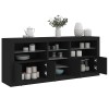 VidaXL Servantă cu lumini LED, negru, 162x37x67 cm
