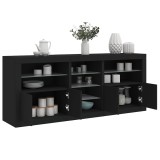 VidaXL Servantă cu lumini LED, negru, 162x37x67 cm