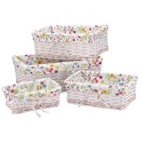 Cumpara ieftin Set 4 cosuri depozitare lemn salcie, textil 26 x 18 x 9 cm, 32 x 21 x 12 cm, 39 x 26 x 15 cm, 36 x 31 x 17 cm