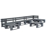 Cumpara ieftin Set mobilier de gradina din paleti, 6 piese, gri, lemn