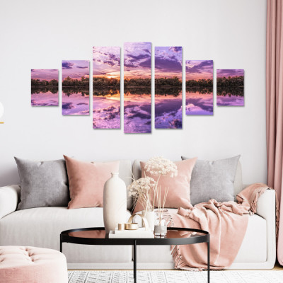 Tablou canvas 7 piese - Peisaj violet foto