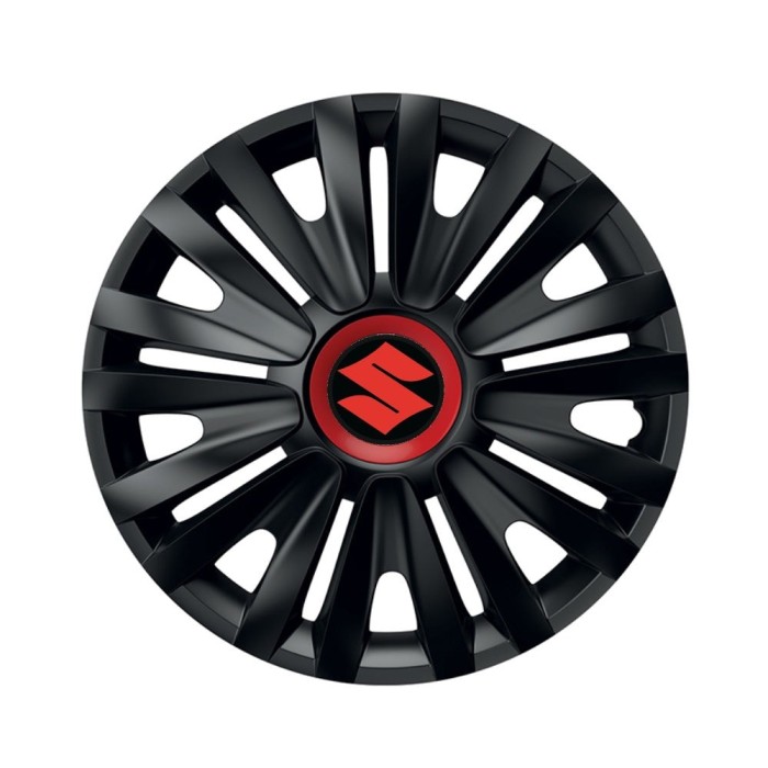 Set 4 capace roti Negre Cu Inel Rosu Royal R16 Compatibil Cu Suzuki