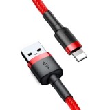 Cablu USB la Lightning, Fast Charging, Q.C.3.0, 2.4A, 0.5m - Baseus Cafule (CALKLF-A09) - Red