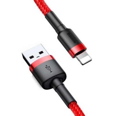 Cablu USB la Lightning, Fast Charging, Q.C.3.0, 2.4A, 0.5m - Baseus Cafule (CALKLF-A09) - Red foto