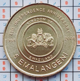 Swaziland 5 Emalangeni 2008 UNC - Mswati III (Independence) - km 54 - A028, Africa
