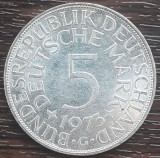 (A890) MONEDA DIN ARGINT GERMANIA - 5 MARK 1973, LIT G, 11,2 GRAME. PURITATE 625, Europa