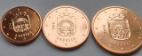 Mini set, 1, 2, 5 cents 2014 Letonia, unc, km#150-152, Europa