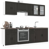VidaXL Set dulap de bucătărie 8 piese &bdquo;Kalmar&rdquo; lemn negru prelucrat