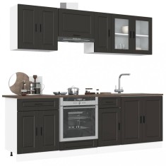 vidaXL Set dulap de bucătărie 8 piese &bdquo;Porto&rdquo; lemn negru prelucrat 3314842