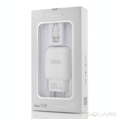 Incarcatoare Retea Tranyoo, V10, Fast Charge Kit, Lightning Cable, White foto