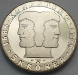 5 Kroner 1986 Norvegia, Olav V, unc, 300th Anniversary of the Mint, km#428, Europa