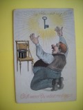 HOPCT 510 K CHEIA...SUCCESULUI ..!!!- IN 1920 AUSTRIA -CARICATURA VECHE-EUROPA --CIRCULATA