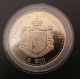 Moneda 5 ECU 1995 - Liechtenstein, Beitritt zum Europ&auml;ischen Wirtschaftsraum, 38,53 mm, proof, in capsula