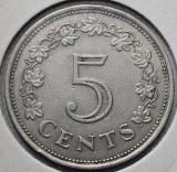 Moneda 5 cents 1972 Malta, km#10, Europa