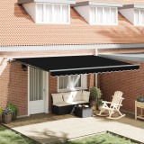 vidaXL Marchiză Retractabilă Automată cu LED Neagră 450x350 cm