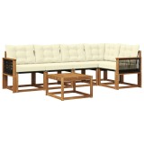 vidaXL Set de canapele de exterior cu pernă 6 pcs Natural și Crem 3381966