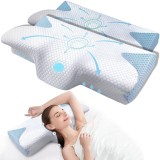 Set 2 Perne Ortopedice din Spumă cu Memorie, Linomag&reg;, Design Ergonomic pentru Suport Cervical, Relaxare și Aliniere a Coloanei, Ideală pentru Durerea