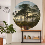 WallArt Tapet &icirc;n forma de cerc &bdquo;Umbrella Pines in Italy&rdquo;, 190 cm GartenMobel Dekor, vidaXL